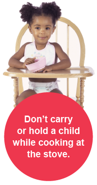 A child sits in a highchair.